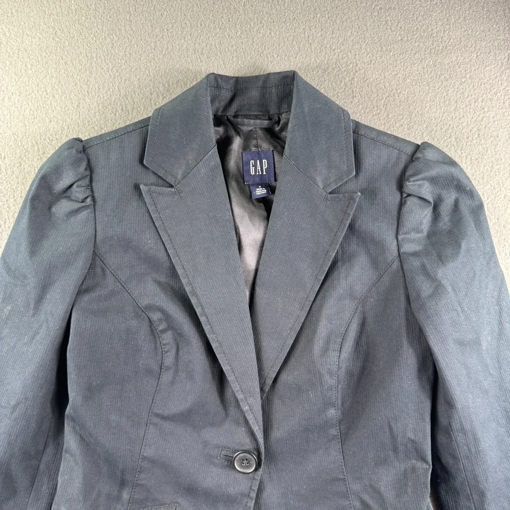 Vintage 2005 Gap Blazer Women 2 Charcoal Jacket Y2K Single Button Work Puff Crop
